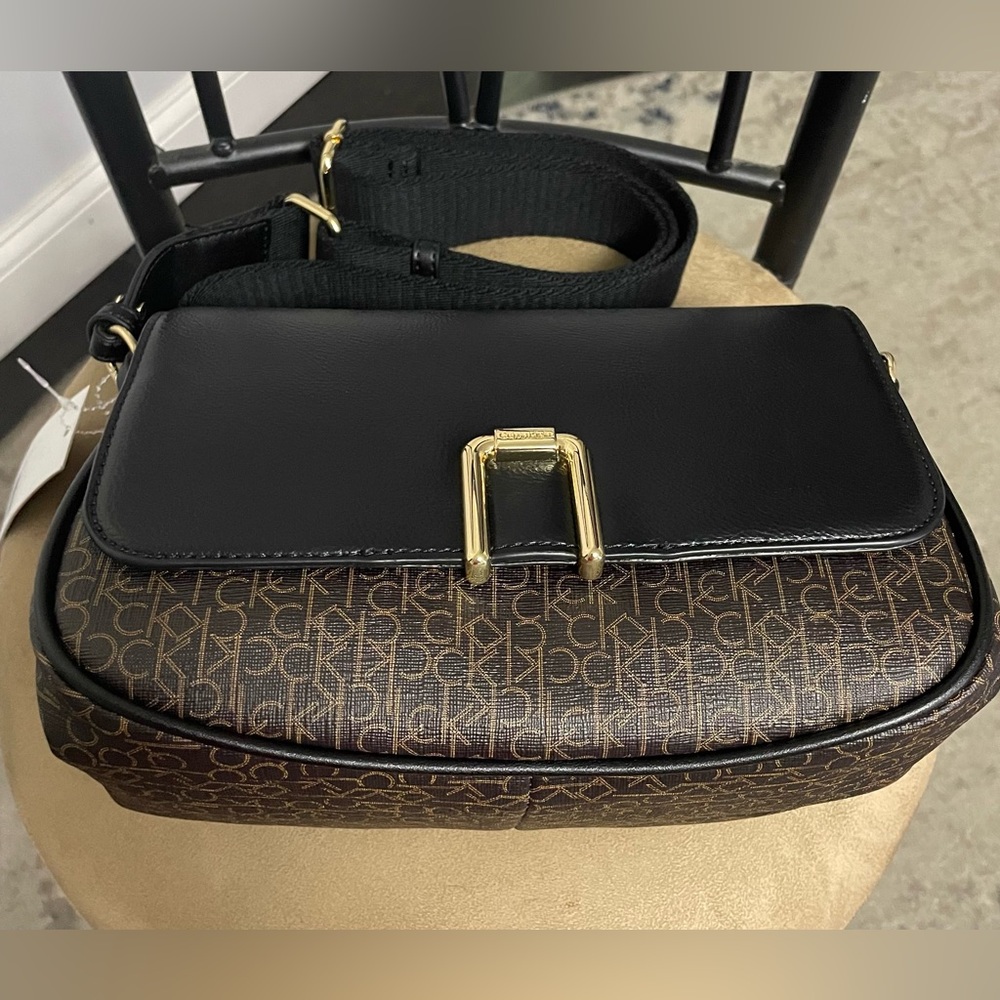 Calvin Klein Black and Brown Women's Monogram Bag